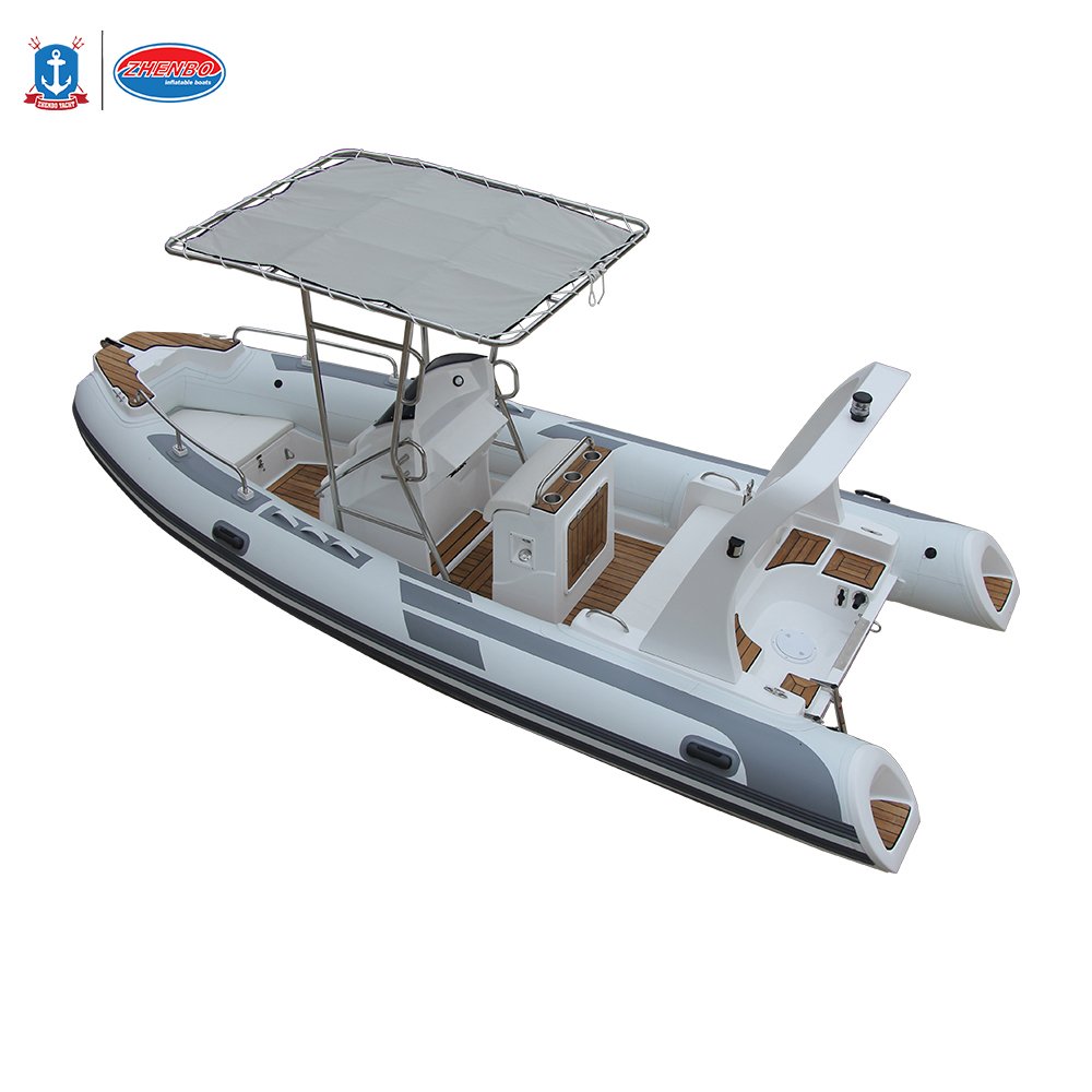 Zhenbo 5.8 Meters Italy Hypalon Inflatable Rib Boat RIB580 for Leisure Rowing and Diving Plastic Outboard Engine