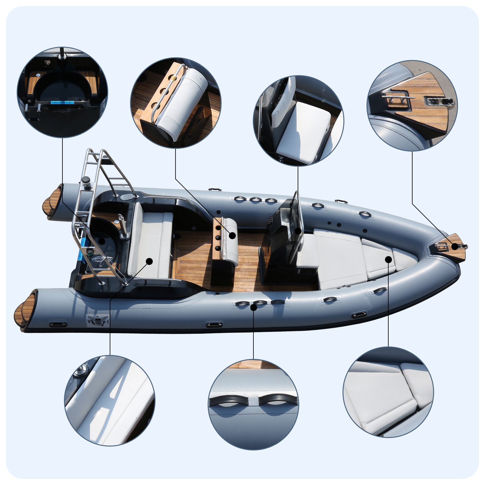 Hot Sale 580 Fiberglass Sport Yacht Inflatable Speed Surfing Boat for Ocean Water for Drifting Outdoor Activities