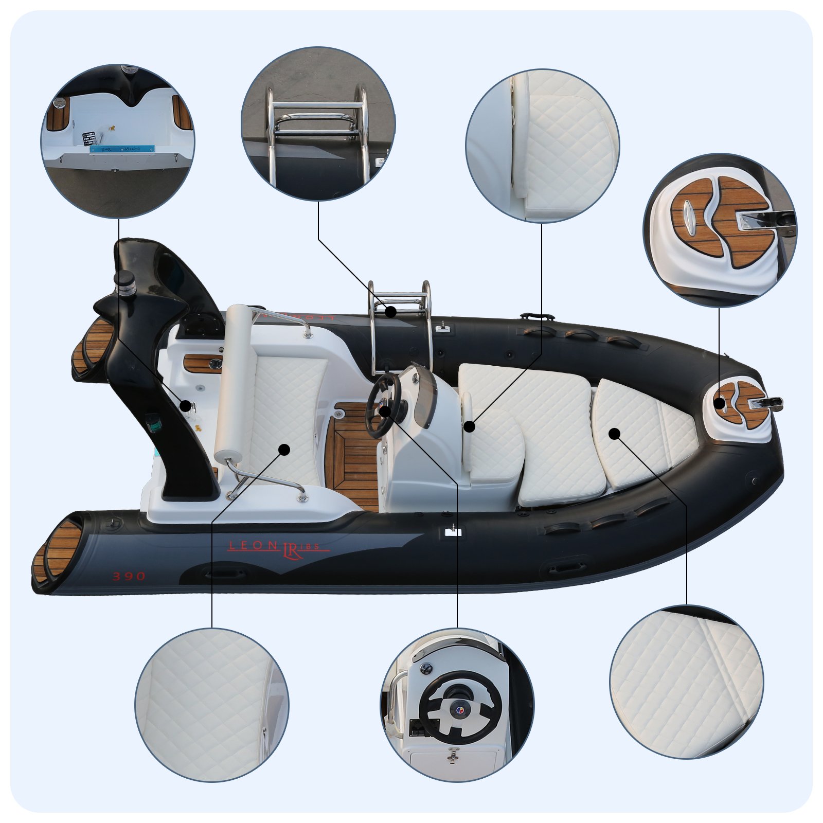 CE Certified 3.9m Fiberglass Rigid Inflatable Motor Boat with Outboard Engine for Drifting and Fishing Sale Offered