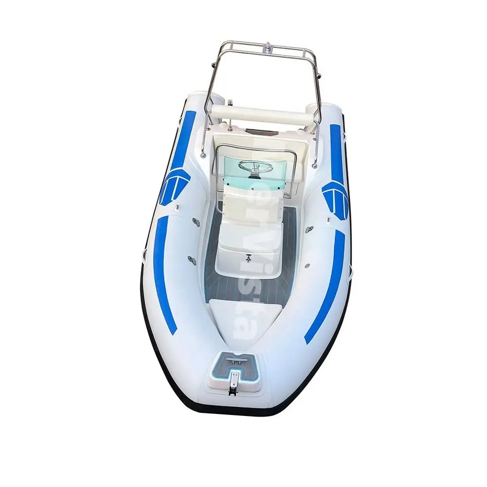 CE 14ft Orca Hypalon High Speed Fiberglass Hull Rib 430 Inflatable Boat with Bimini Sunshade