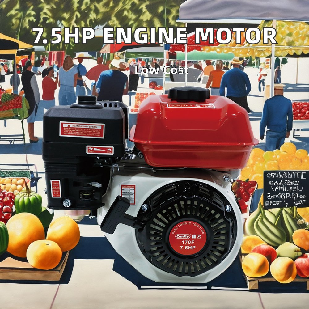 7.5hp 170F 4-Stroke Gasoline Petrol Outboard Motor Small Agriculture & Boat Engine for Diesel Motorcycle Machinery Engines