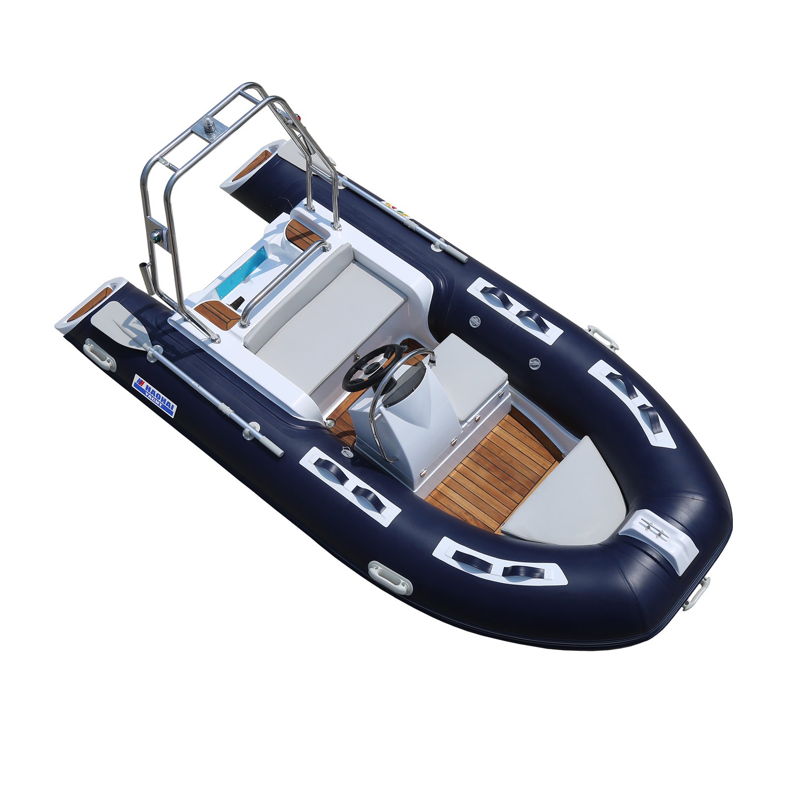 Haohai New Launch Inflatable Fiberglass Yacht Tender Small Rib Fishing Boat with Outboard Engine Included