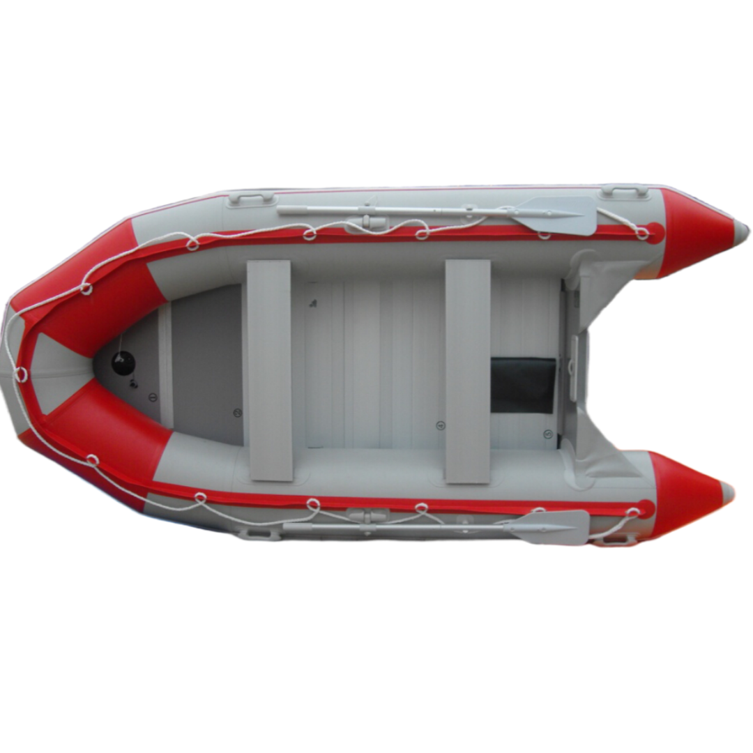 9.3 FT 2-Person Sport Yacht Portable PVC Inflatable Raft Boat with Aluminum Oars and Outboard Engine for Fishing or Recreation