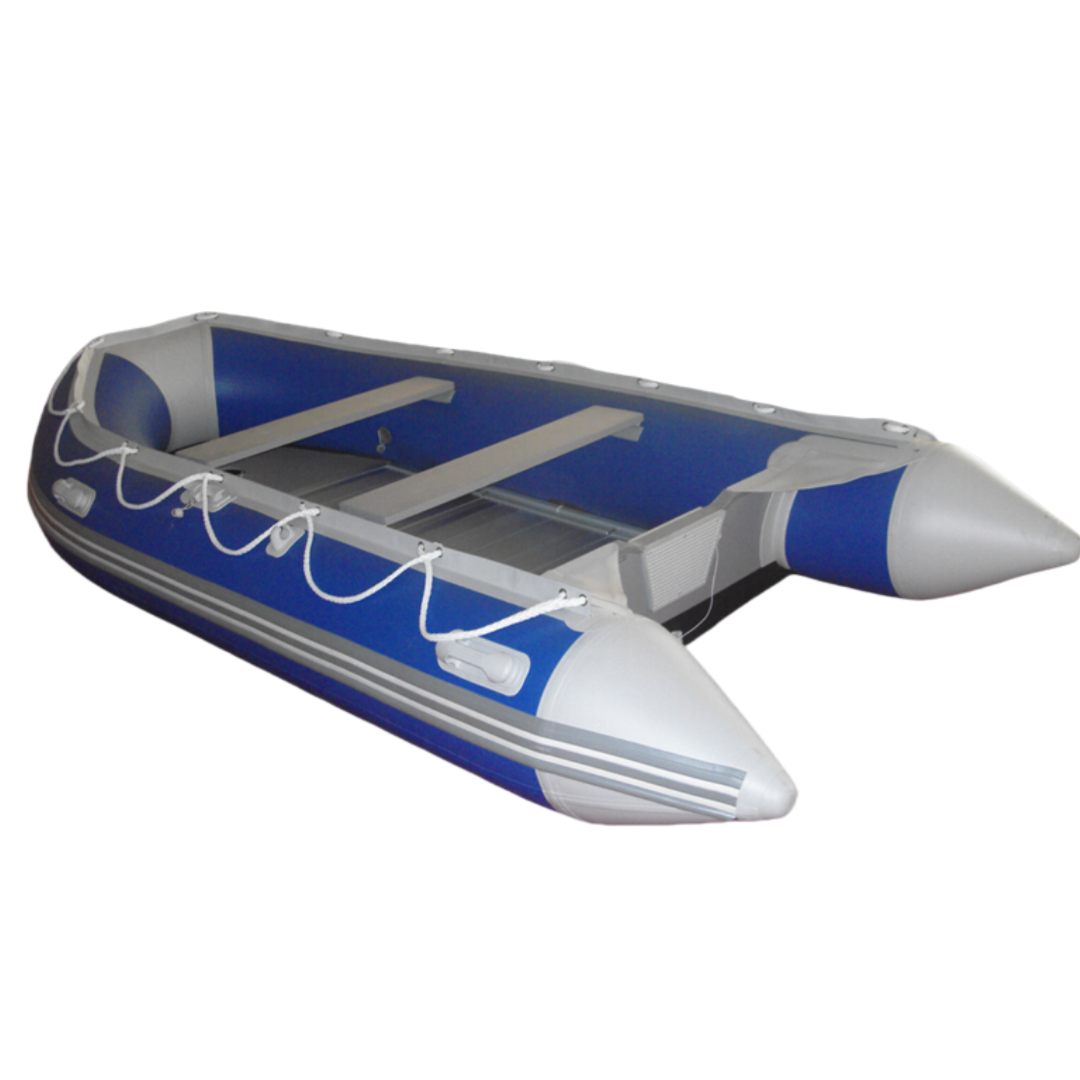 9.3 FT 2-Person Sport Yacht Portable PVC Inflatable Raft Boat with Aluminum Oars and Outboard Engine for Fishing or Recreation