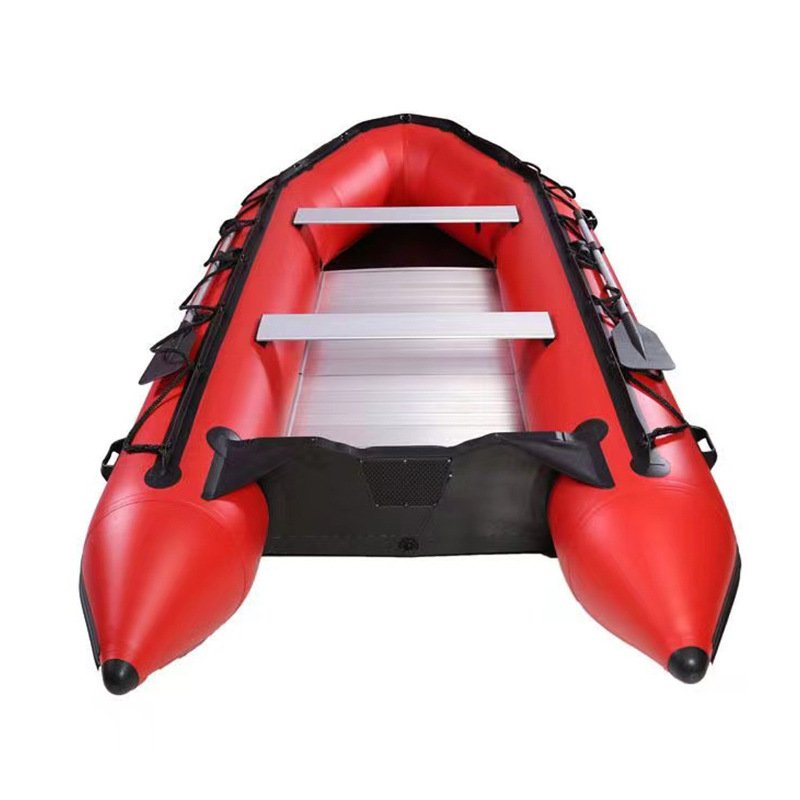9.3 FT 2-Person Sport Yacht Portable PVC Inflatable Raft Boat with Aluminum Oars and Outboard Engine for Fishing or Recreation