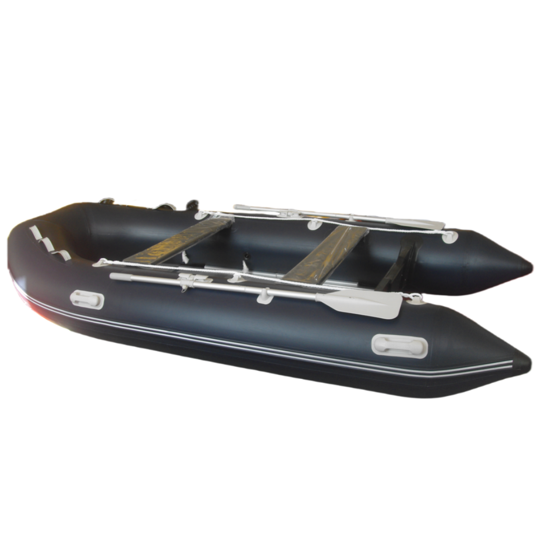 9.3 FT 2-Person Sport Yacht Portable PVC Inflatable Raft Boat with Aluminum Oars and Outboard Engine for Fishing or Recreation