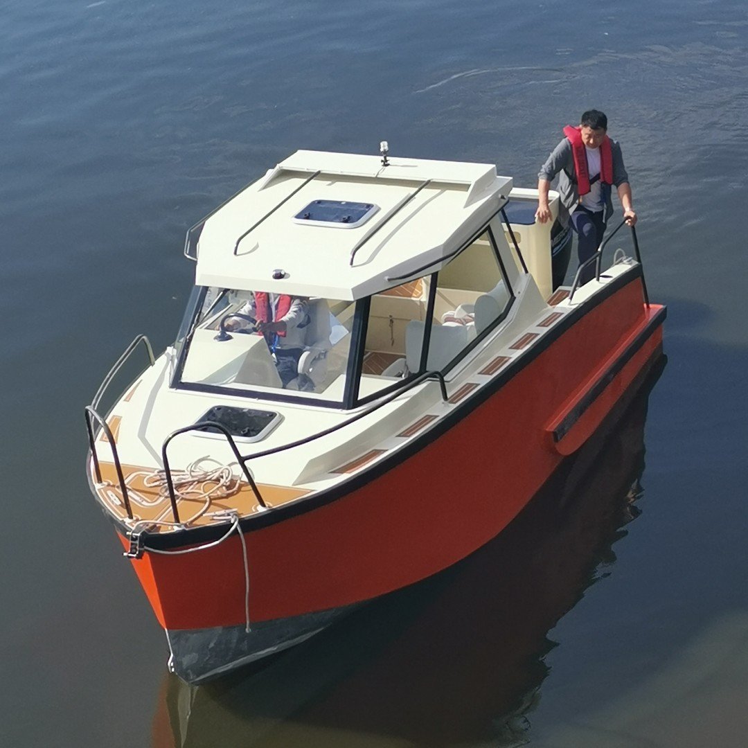 New 7.5m 25ft High-Speed Aluminum Fishing Boat with Deep V Hull Cabin for Cruising Outboard 150-200hp Sport Yacht on Sale!
