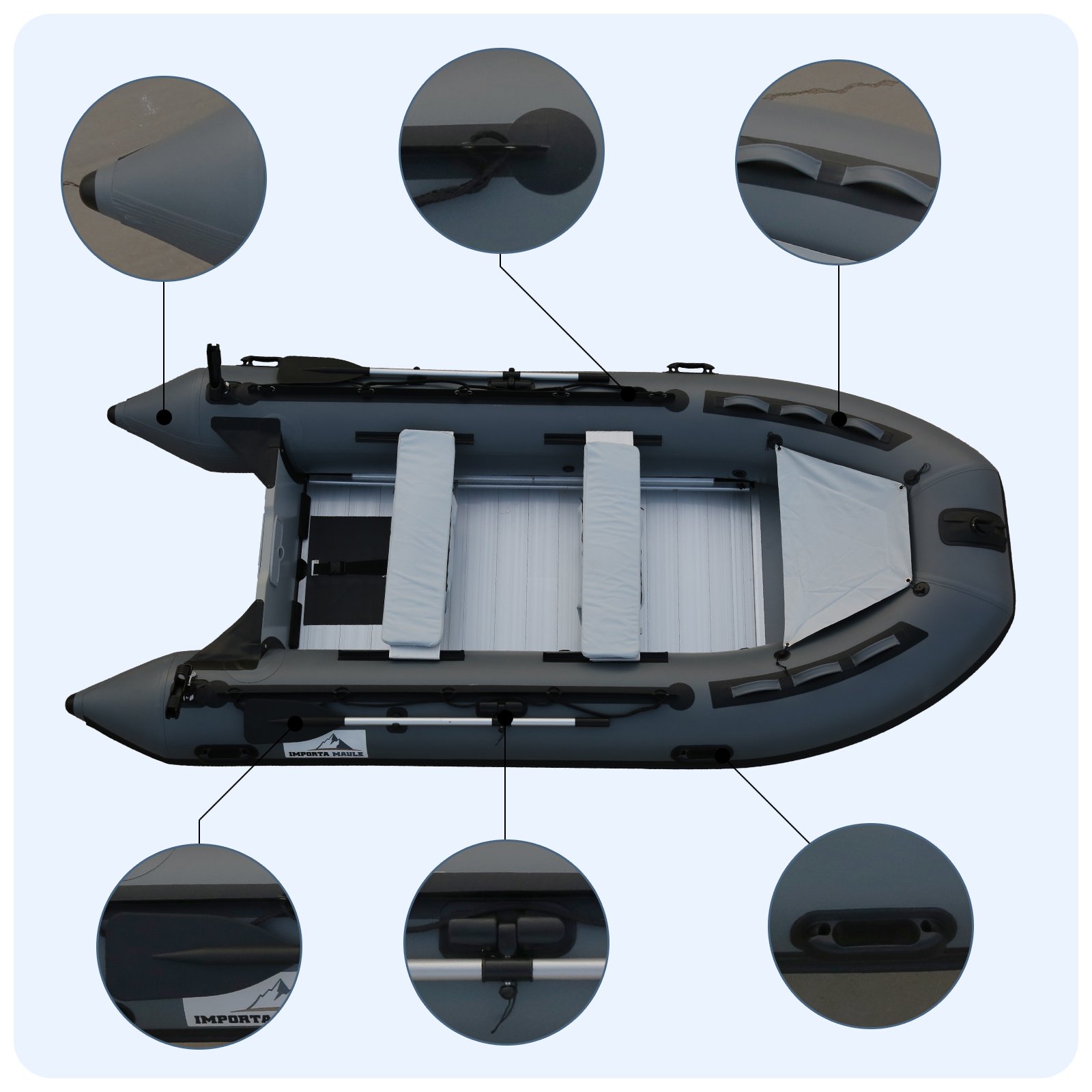 Fishing & Rowing Boat with PVC Inflatable Pontoon Sport Boat for Drifting in Ocean Waters Outdoor Activity