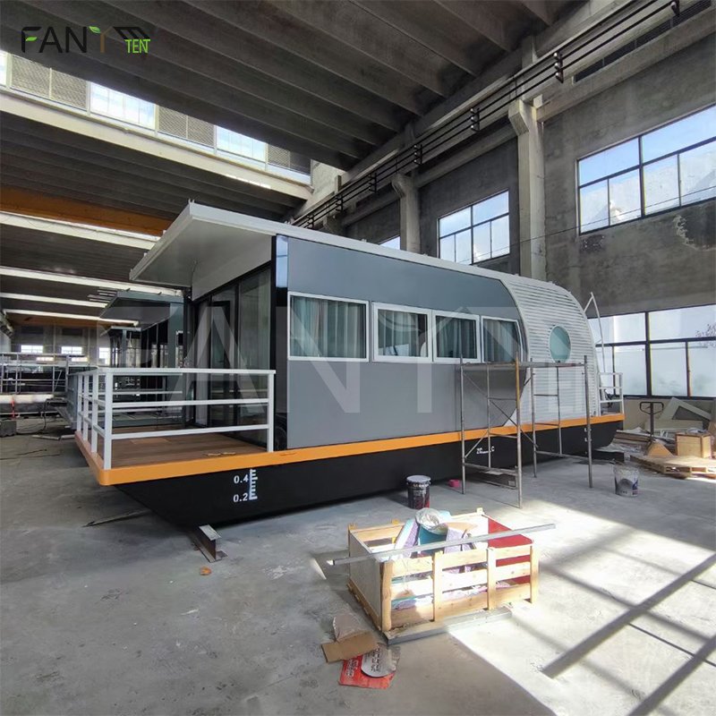 Cheap Mini Prefab Water River Pleasure Submarine Floating Inflatable House With Engine Villa Manufacturers Storage Tent Boat