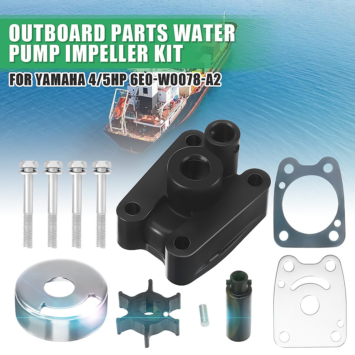 Water Pump Impeller Kit Outboard Parts for Yamaha 4/5hp 6E0-W0078-A2 Impeller Water Pump Gasket Repair Tool Kits