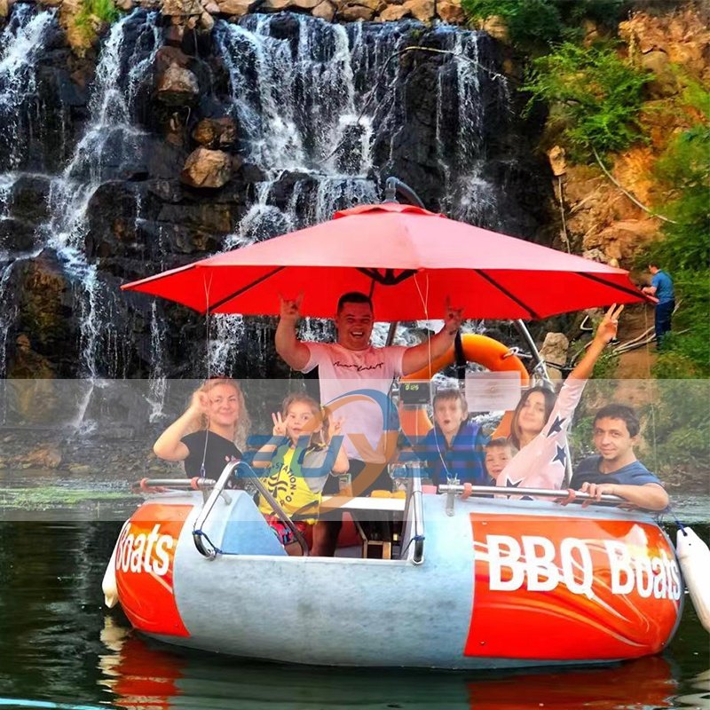 Water Submarine Pedal Boats Catamaran 2.5m BBQ Electric Engine Donut Grill Boat for Sale
