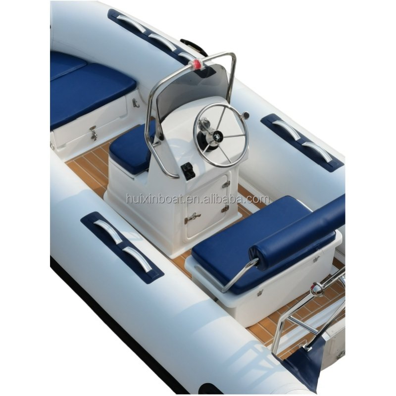High Quality 13FT PVC Hypalon Inflatable Fishing Boat Fiberglass Hull CE Certified Electric Sport Lake Outboard Engine Export