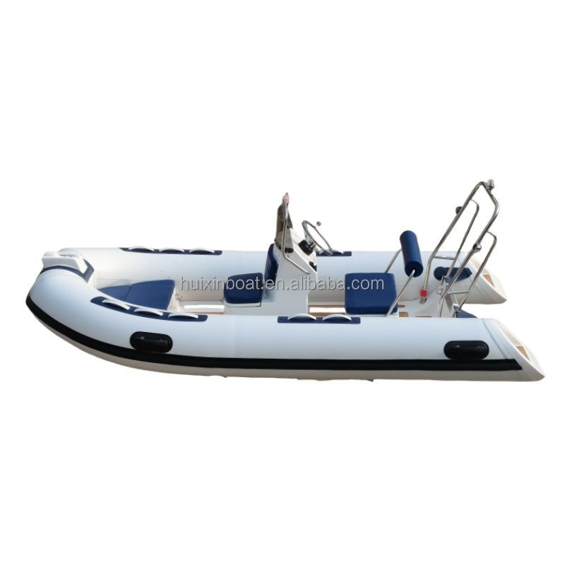 High Quality 13FT PVC Hypalon Inflatable Fishing Boat Fiberglass Hull CE Certified Electric Sport Lake Outboard Engine Export