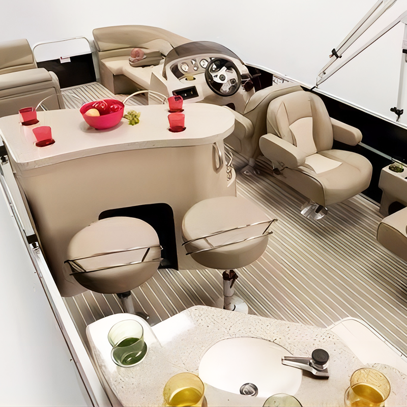 Allhouse 21FT Luxury Yacht Aluminum Fiberglass Pontoon Boat with Outboard Engine Optional Trailer for Entertainment