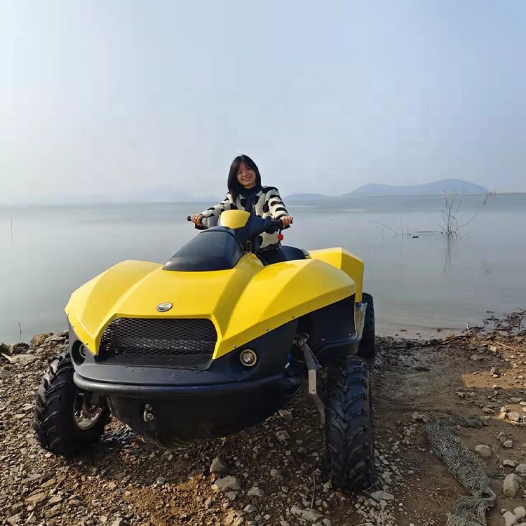 2025 New Factory 1500cc Amphibious Speedboat Dual-Mode Fiberglass Motorboat for Land and Water Adventures 4 Stroke Engine