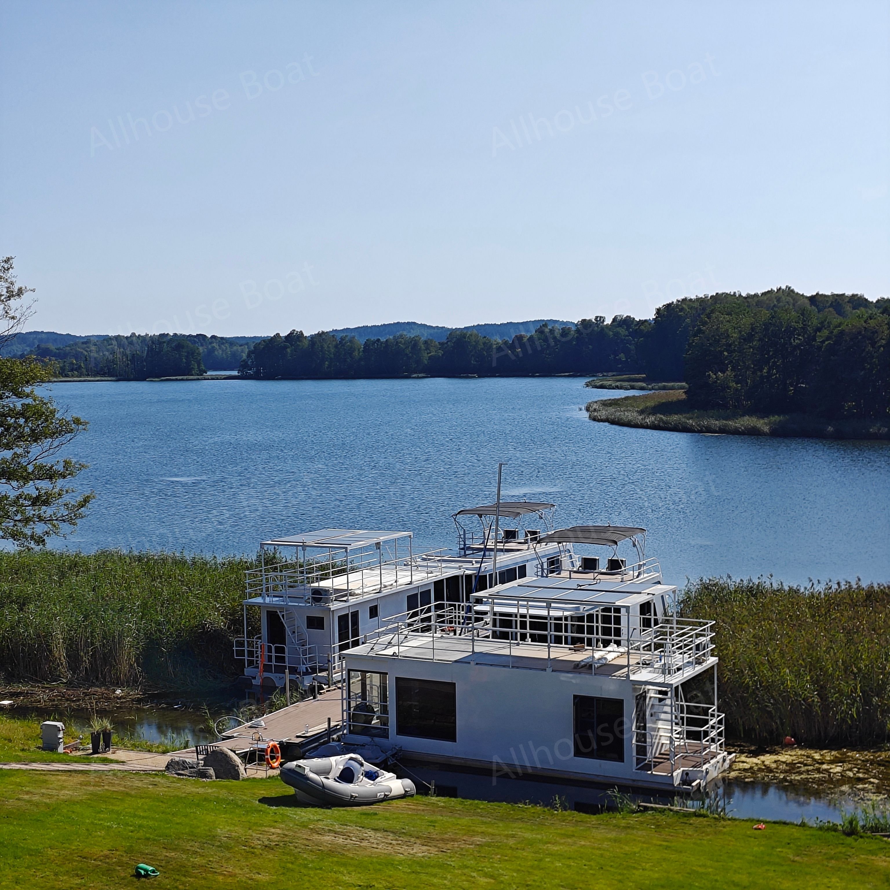 Luxury Aluminum Houseboat Optional Outboard Engine Floating Home Prefab Hotel Restaurant Fishing Sports River Recreation 4m