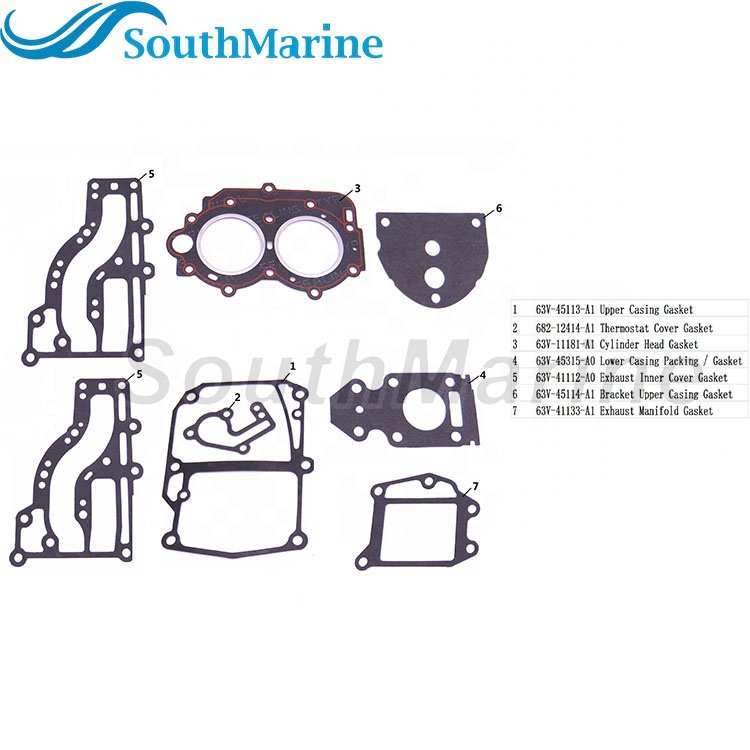 Boat Engines Complete Power Head Seal Gasket Kit for Yamaha 9.9hp 15hp 63V Outboard Engine