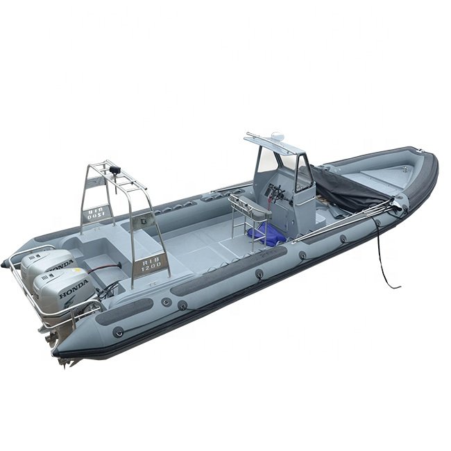 12m Patrol Fiberglass Hull RIB1200 Rigid Inflatable Boat With Double Engine