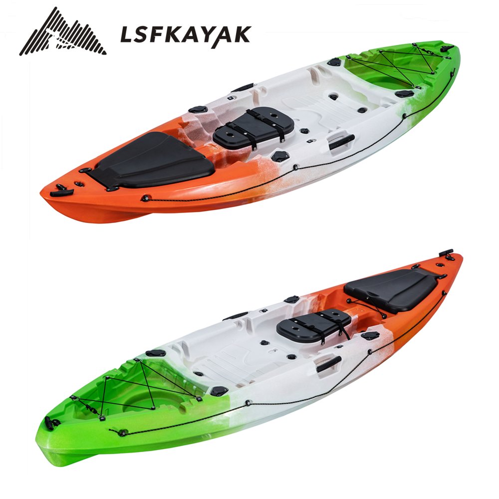 Lake River 1 Person Solo Single Plastic Rowing Boat Roto Molded Recreational Fishing Kayak With Paddle Seat Motor