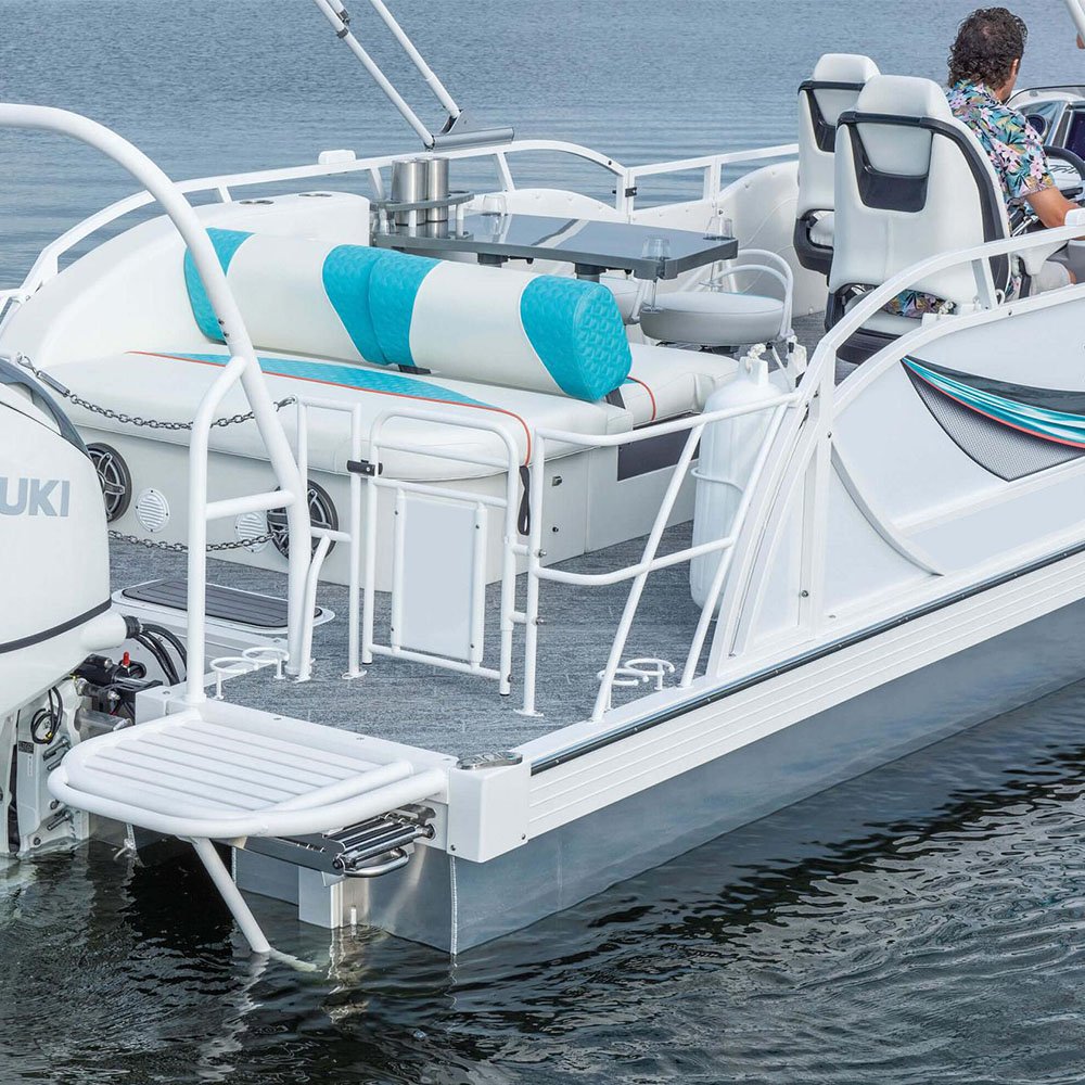 2024 Luxury High-Speed Aluminum Barge Yacht Luxury Fishing Boat with Outboard Engine Tent and Floating Pontoon Features