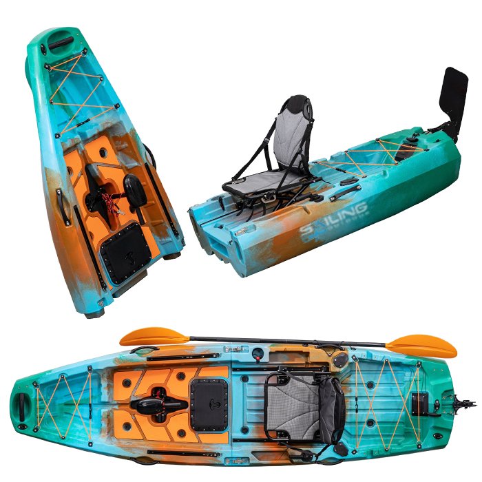 1 Person Fishing Pedal Kayak Motor Foot Pedal Drive Plastic Modular 2 Sectional Canoe Ocean Boat