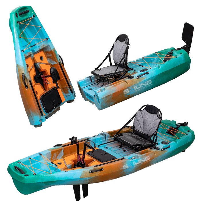 1 Person Fishing Pedal Kayak Motor Foot Pedal Drive Plastic Modular 2 Sectional Canoe Ocean Boat