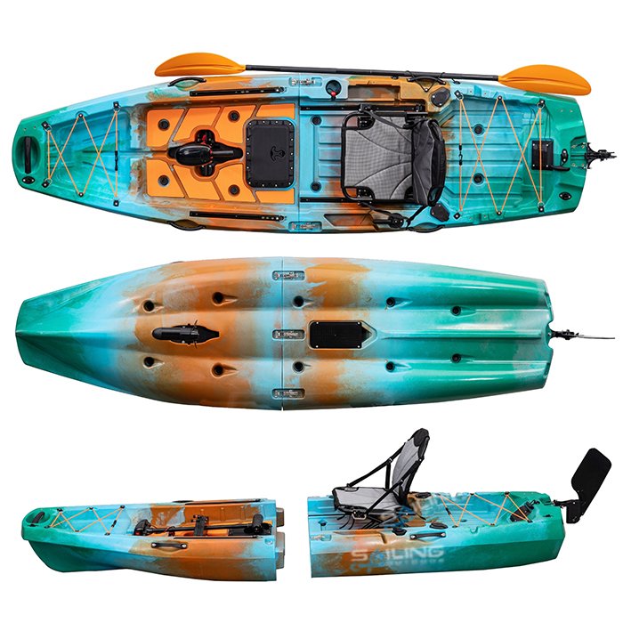 1 Person Fishing Pedal Kayak Motor Foot Pedal Drive Plastic Modular 2 Sectional Canoe Ocean Boat