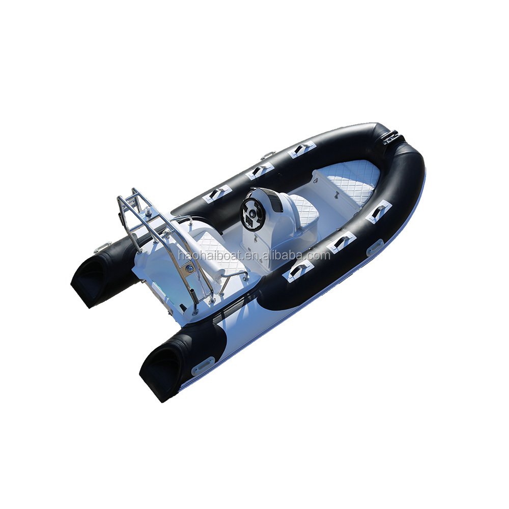 Haohai Luxury Yacht 12.8ft Rigid Folding Inflatable Rib Boat CE Certified with Outboard Engine for Fishing Fiberglass Hull