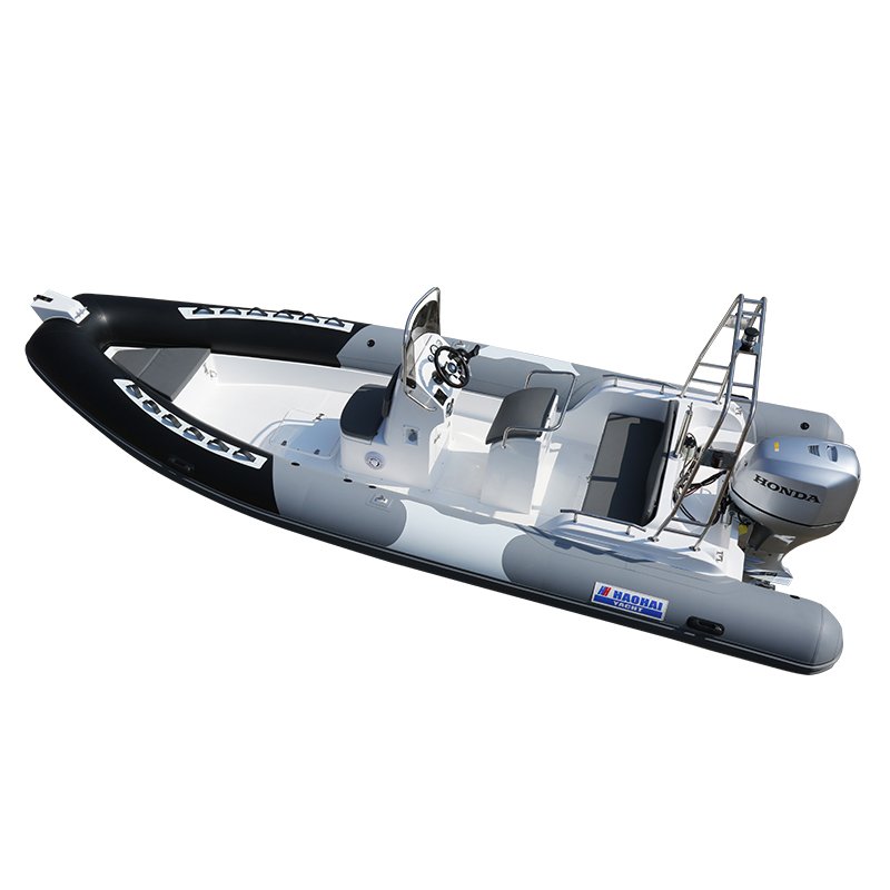 10-Person Teak Floor Fiberglass 680cm Inflatable RIB Boat with Outboard Engine for Fishing Yacht