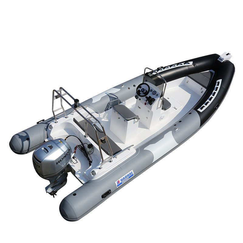 10-Person Teak Floor Fiberglass 680cm Inflatable RIB Boat with Outboard Engine for Fishing Yacht