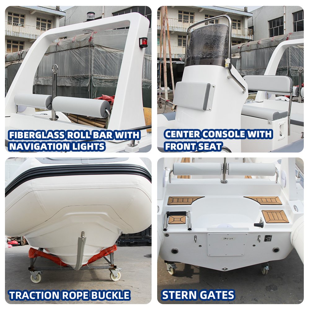 ZHENBO CE 19ft Orca Hypalon Inflatable Fiberglass Boat Sailing Yacht RIB-580 Outboard Engine Fishing Leisure PVC/EVA Hull