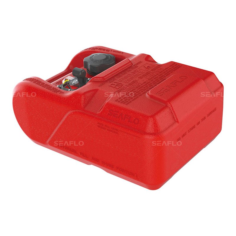 3 Gallon 12 Liter Portable Horizontal Gasoline Cans Drum Marine Fuel Tank for Outboard Engine Boats with Gauge, Red