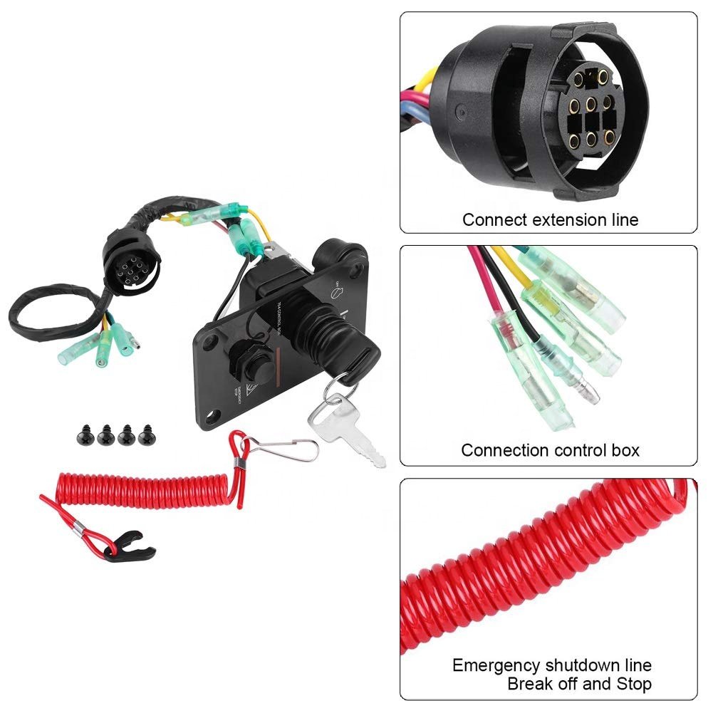 Outboard Key Switch Panel 12V Single Key Switch Panel Assembly for Yamaha Outboard Yacht 704-82570-12-00 Boat Switch Panel