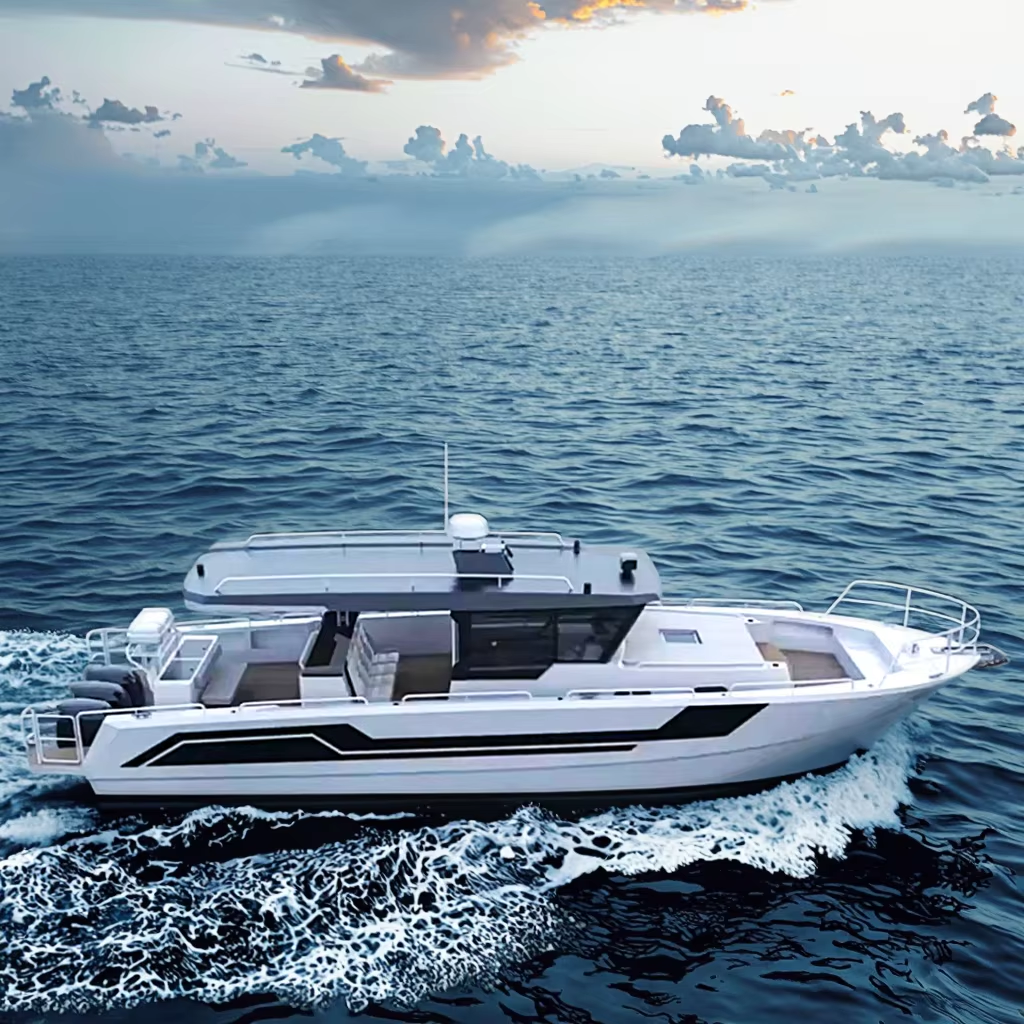 Designed in China Luxury 14.5 Meter 47.57ft Aluminum Yacht Sport and Fishing Boat with Outboard Engine for Leisure