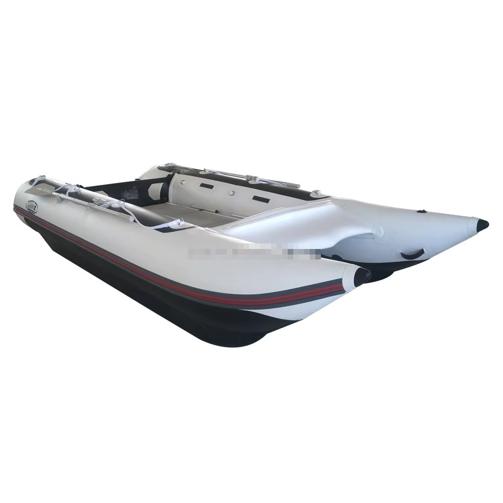 CNWAGNER High-Speed Sport Yacht Aluminum Hull Catamaran Inflatable Boats with Outboard Engine Fiberglass Hull Material