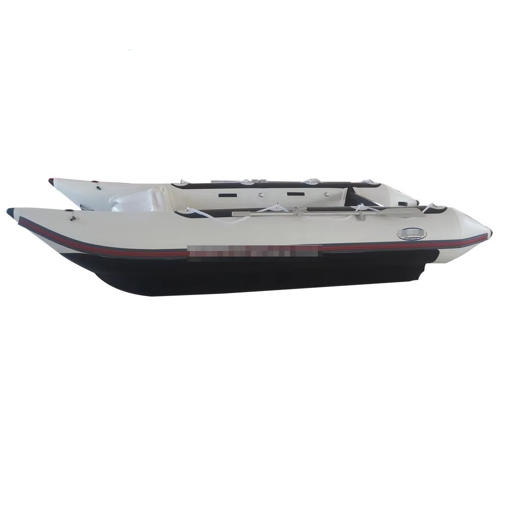 CNWAGNER High-Speed Sport Yacht Aluminum Hull Catamaran Inflatable Boats with Outboard Engine Fiberglass Hull Material
