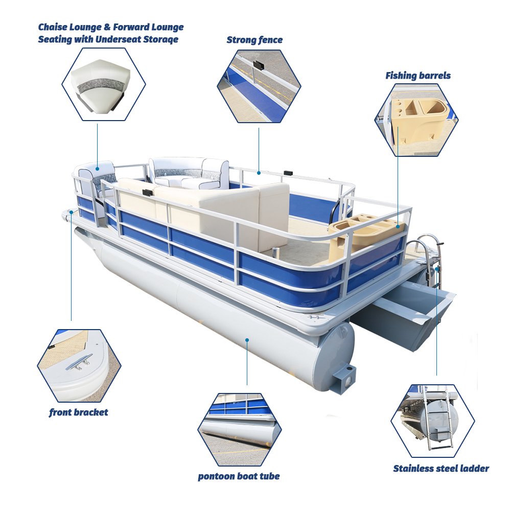 12-Person Inflatable Aluminum Luxury Yacht Floating Pontoon Boat for Sport and Fishing Inboard Engine Made in China
