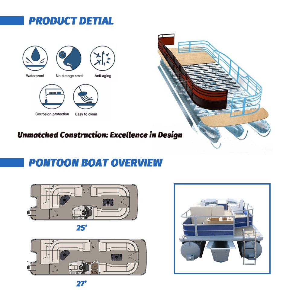 12-Person Inflatable Aluminum Luxury Yacht Floating Pontoon Boat for Sport and Fishing Inboard Engine Made in China