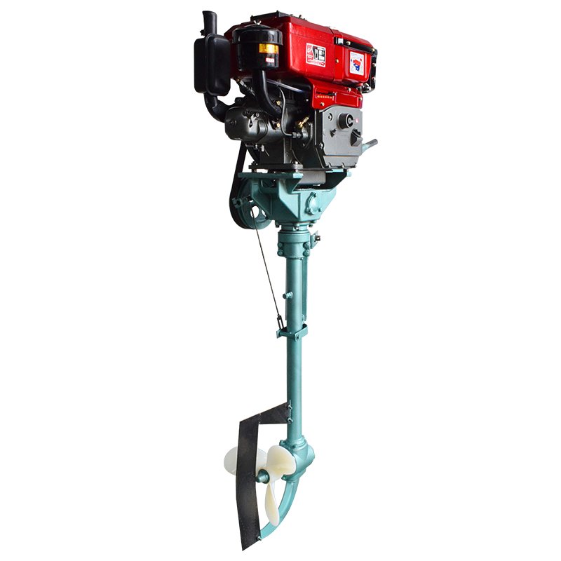 10HP Hand Cranked Single Cylinder Water-cooled Four Stroke diesel Engine for Fishing Boats, Outboard Engine Propeller