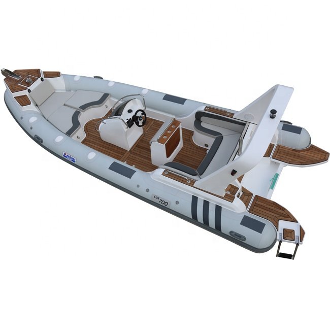 Haohai 7m/23ft Rib Boat Hypalon PVC Fiberglass Inflatable Boat with Aluminum Engine for Outdoor Fishing Rowing Power Type