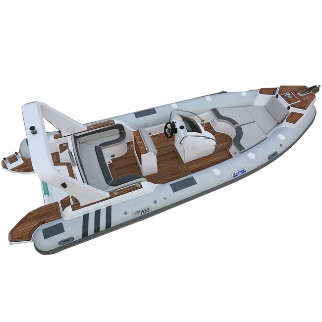Haohai 7m/23ft Rib Boat Hypalon PVC Fiberglass Inflatable Boat with Aluminum Engine for Outdoor Fishing Rowing Power Type