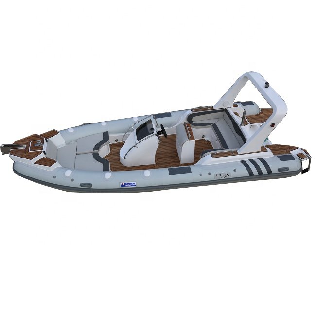 Haohai 7m/23ft Rib Boat Hypalon PVC Fiberglass Inflatable Boat with Aluminum Engine for Outdoor Fishing Rowing Power Type