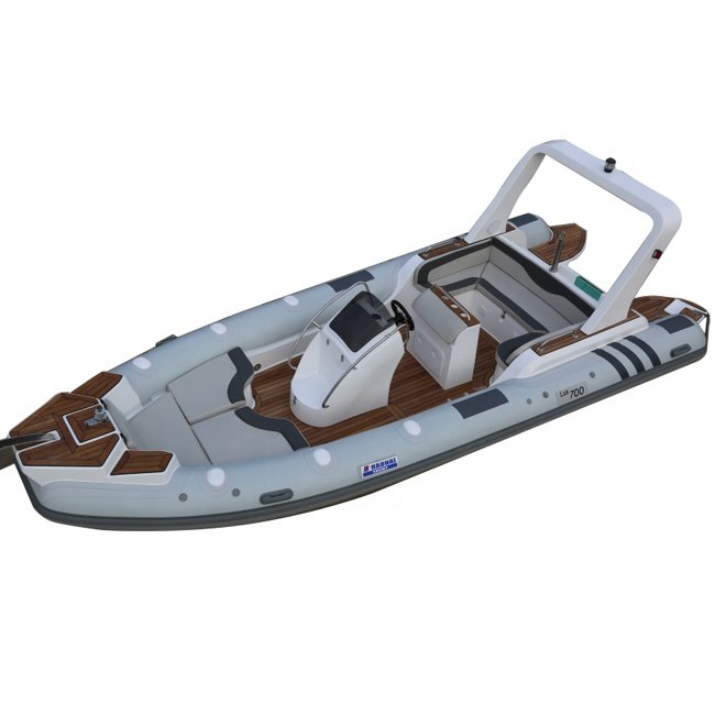 Haohai 7m/23ft Rib Boat Hypalon PVC Fiberglass Inflatable Boat with Aluminum Engine for Outdoor Fishing Rowing Power Type