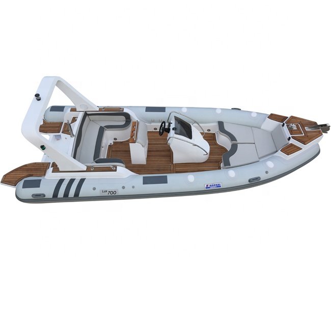 Haohai 7m/23ft Rib Boat Hypalon PVC Fiberglass Inflatable Boat with Aluminum Engine for Outdoor Fishing Rowing Power Type