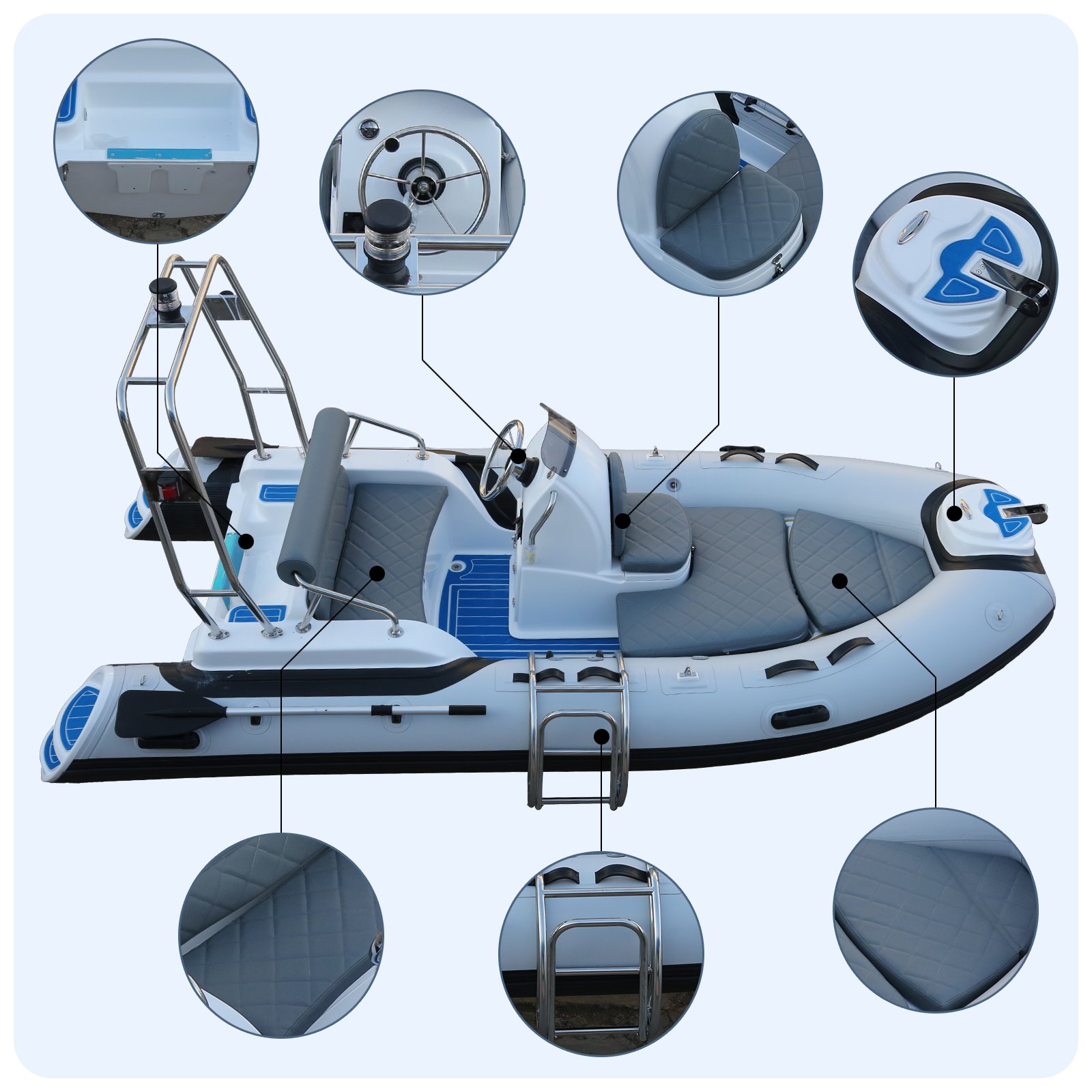 CE Certified 3.9m RIB Hypalon Tube China's Inflatable Fishing Speed Sailing Boat Engine Drifting Rowing Sport PVC Fiberglass