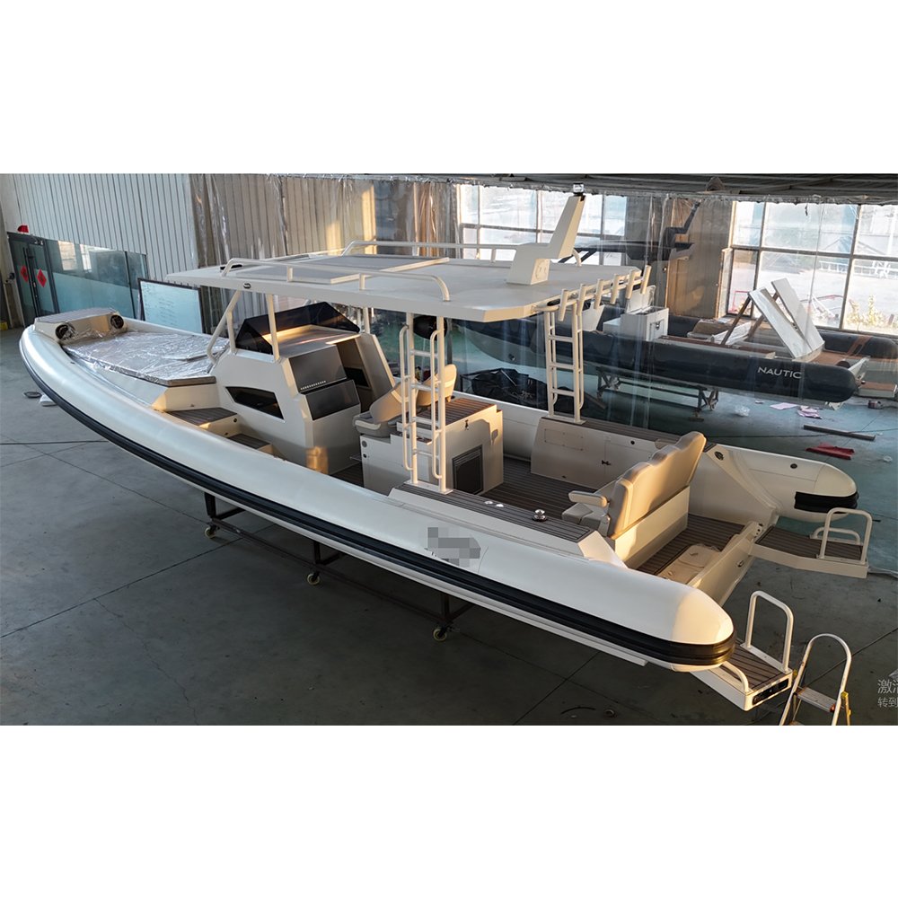 CNWAGNER High Quality Catamaran Style Fiberglass Sport Yacht Inflatable Fishing Boat with Outboard Engine Direct Supplier China
