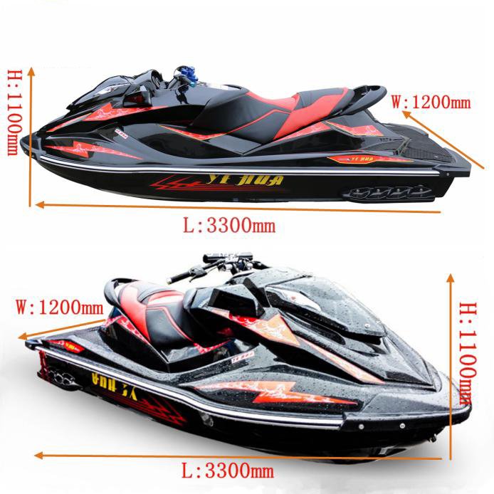 China Made 1300cc Adults 3-person Gasoline Powered Water-cooled 4-stroke Mini Water Jet Ski Jet Boat Motorboat for Sale 60km/h