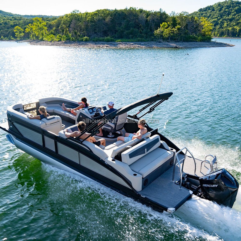 2025 Allhouse Luxury Aluminum Pontoon Boat with Outboard Engine Houseboat/Float/Boat Series