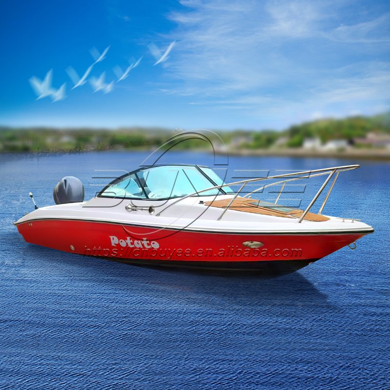 Affordable 5.5 Meters Fast Speed Sea Used Fiberglass Hull Fishing Boat Luxury Yacht Stern Drive Engine