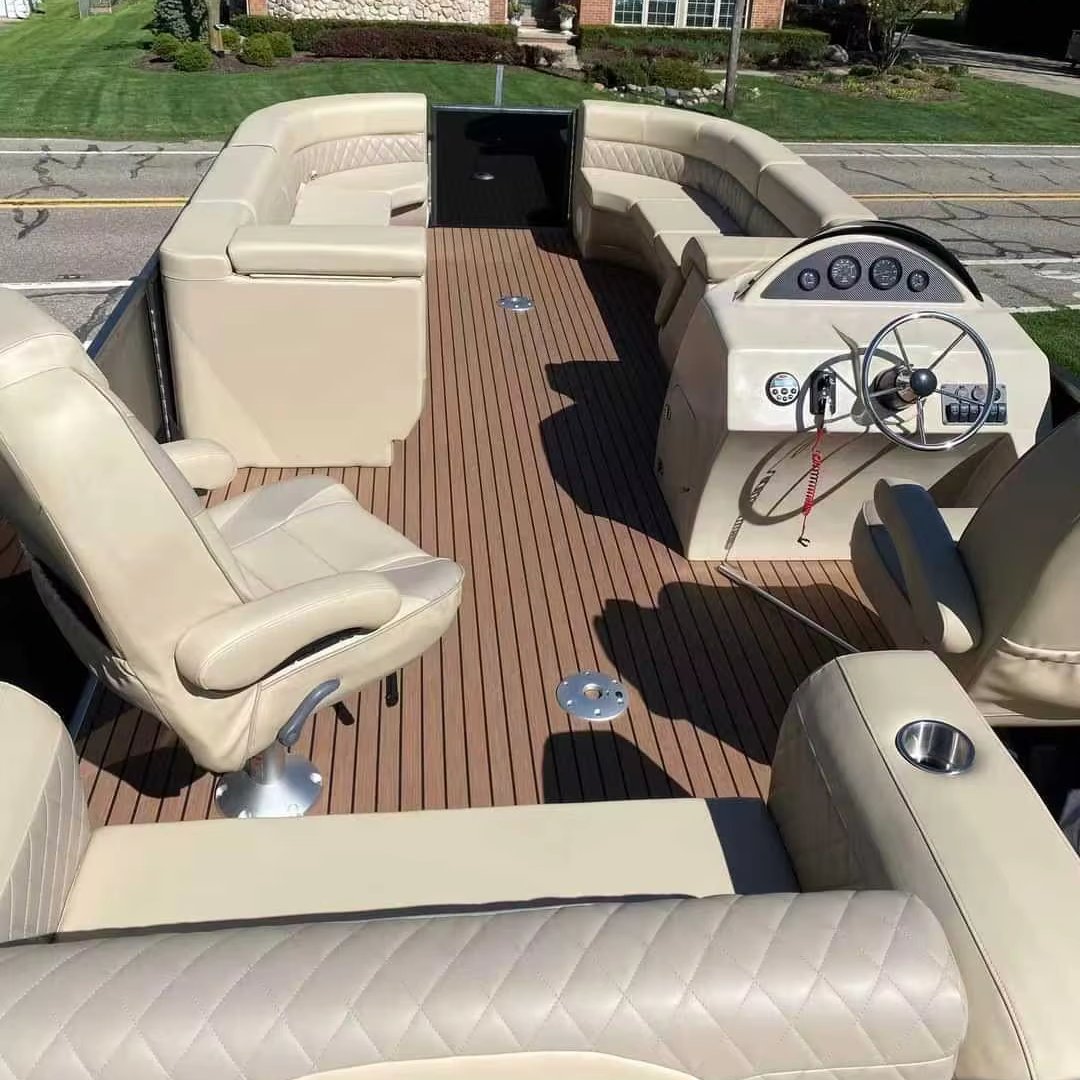 29ft Luxury Aluminum Pontoon/ Tritoon Fishing Boat with Trailer Cushions Mercury Engine with Mini Bar 2.6m Wide Pontoon Boat